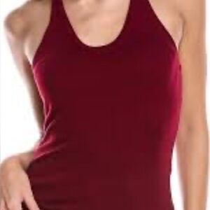 Trina Turk Belvedere Wool-Blend Cami Maroon Red Racer Back M  NWT